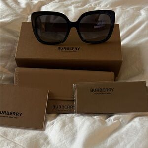 Burberry Black Oversized Square Sunglasses with Gradient Smoke Lenses